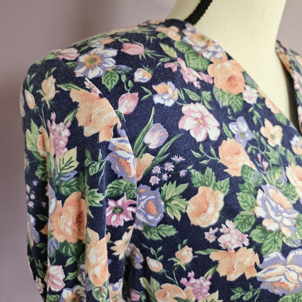 JF II Petites Vintage 80s Cottagecore Prairie Floral Buttoned Top & Skirt Set - Picture 5 of 15
